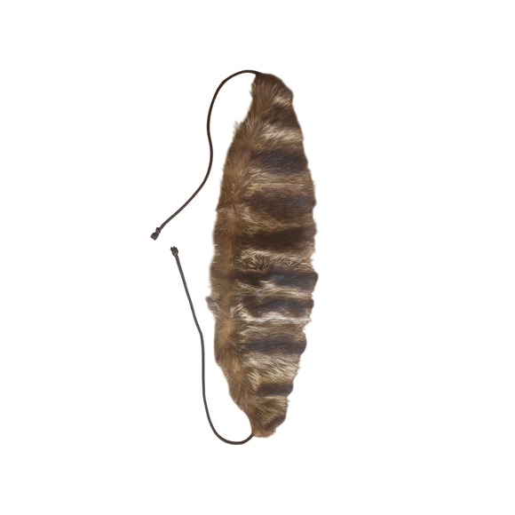 Accessories - Vintage Real Raccoon Fur Collar Stole Brown Striped Neck Warmer with Ties